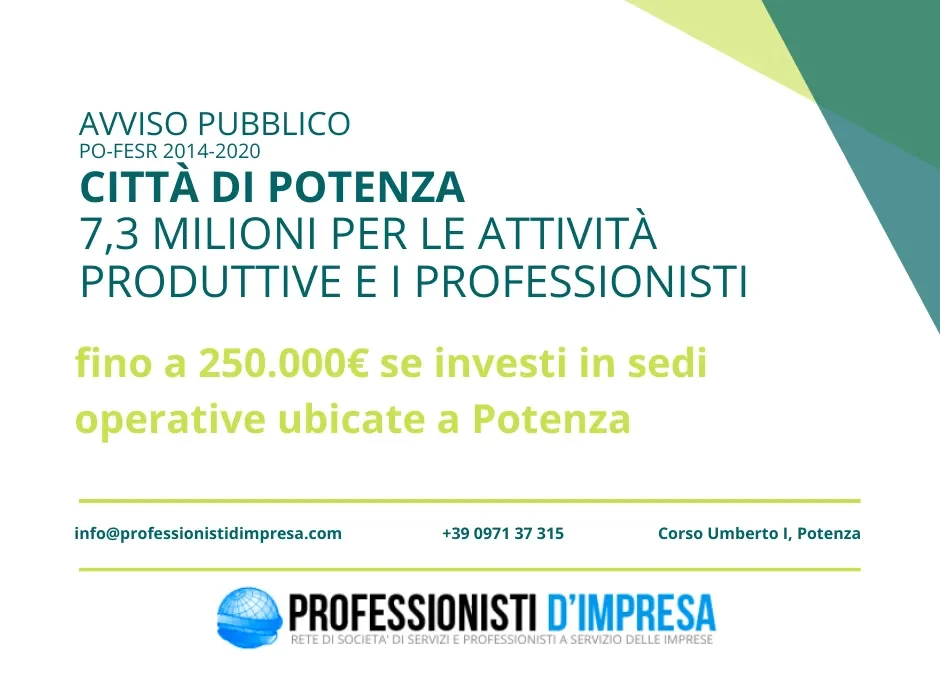 CITTÀ DI POTENZA: 7.3 MILIONE PER LE ATTIVITÀ PRODUTTIVE E I PROFESSIONISTI. TUTTI I DETTAGLI